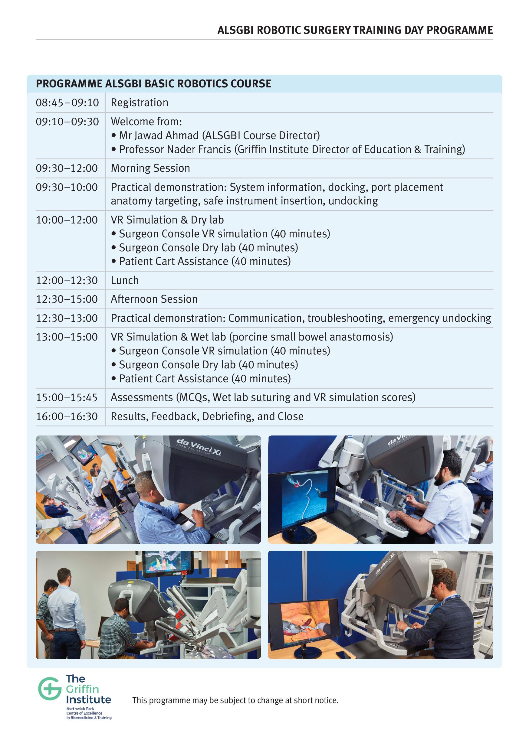 Robotic Surgery Training Day – Saturday 2 November - ALSGBI